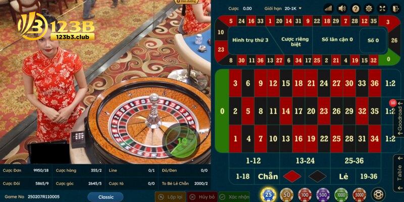 Khám phá các cửa cược đa dạng trong Roulette 123B để thắng lớn